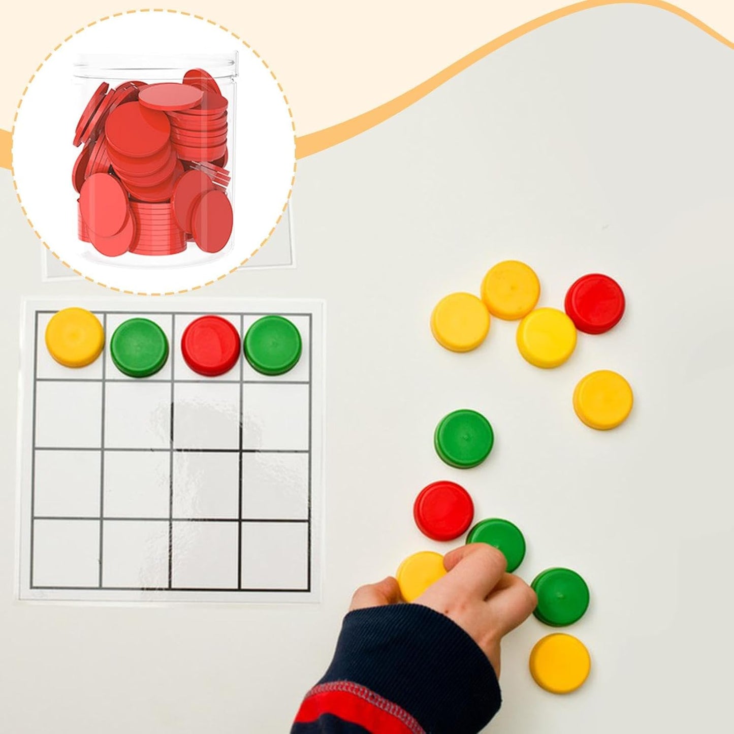 100 x 25mm Counting Chips Math Counters for Teaching Children, Lightweight Educational Manipulatives with Storage Box, Early Childhood Math Learning Accessory- Red