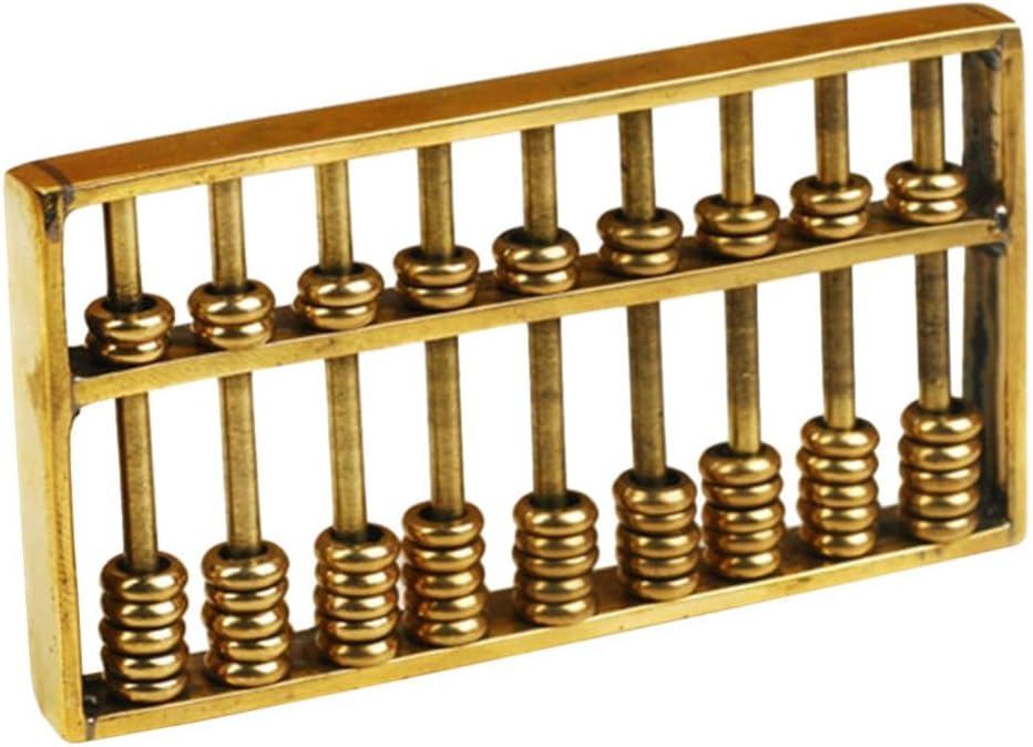 TOYANDONA Miniature Brass Abacus Feng Shui Abacus Mini Copper Ancient Figurine Chinese Math Calculating Tool