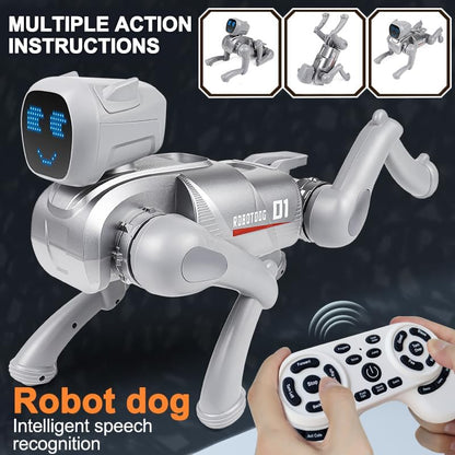 Smart Robot Dog Toy for Kids 6+ | Voice Control, 30+ Actions, Turn Over Flip, STEM APP Programming, Rechargeable Interactive Birthday Gift (iOS & Android Compatible) 30+ Actions & Turn Over (Silver)