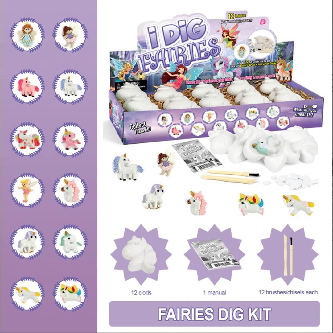 Liberty Imports 12-Pack Gem Digging Kit for Kids - Exciting Gemstone Mining Adventure - Educational STEM Crystal and Mineral Excavation – Party Favor Science Toys