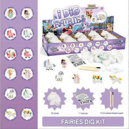 Liberty Imports 12-Pack Gem Digging Kit for Kids - Exciting Gemstone Mining Adventure - Educational STEM Crystal and Mineral Excavation – Party Favor Science Toys