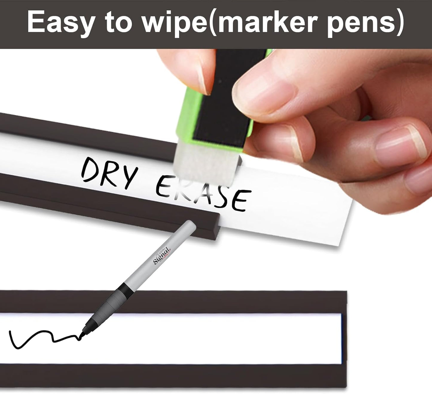 50 Pack Magnetic Label Holders, 'C' Channel Magnets Card Holders with Dry Erase Insert Label Card for Metal Racks and Shelves (1" x 2")