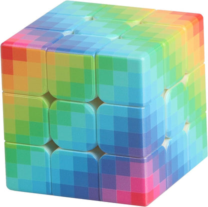 Gradient 3x3 Speed Cube, UV Printing Cube Magic Cube Educational Puzzles Toys for Kids,Beginners and Adults (Stickerless) Blue-PIink-Blue