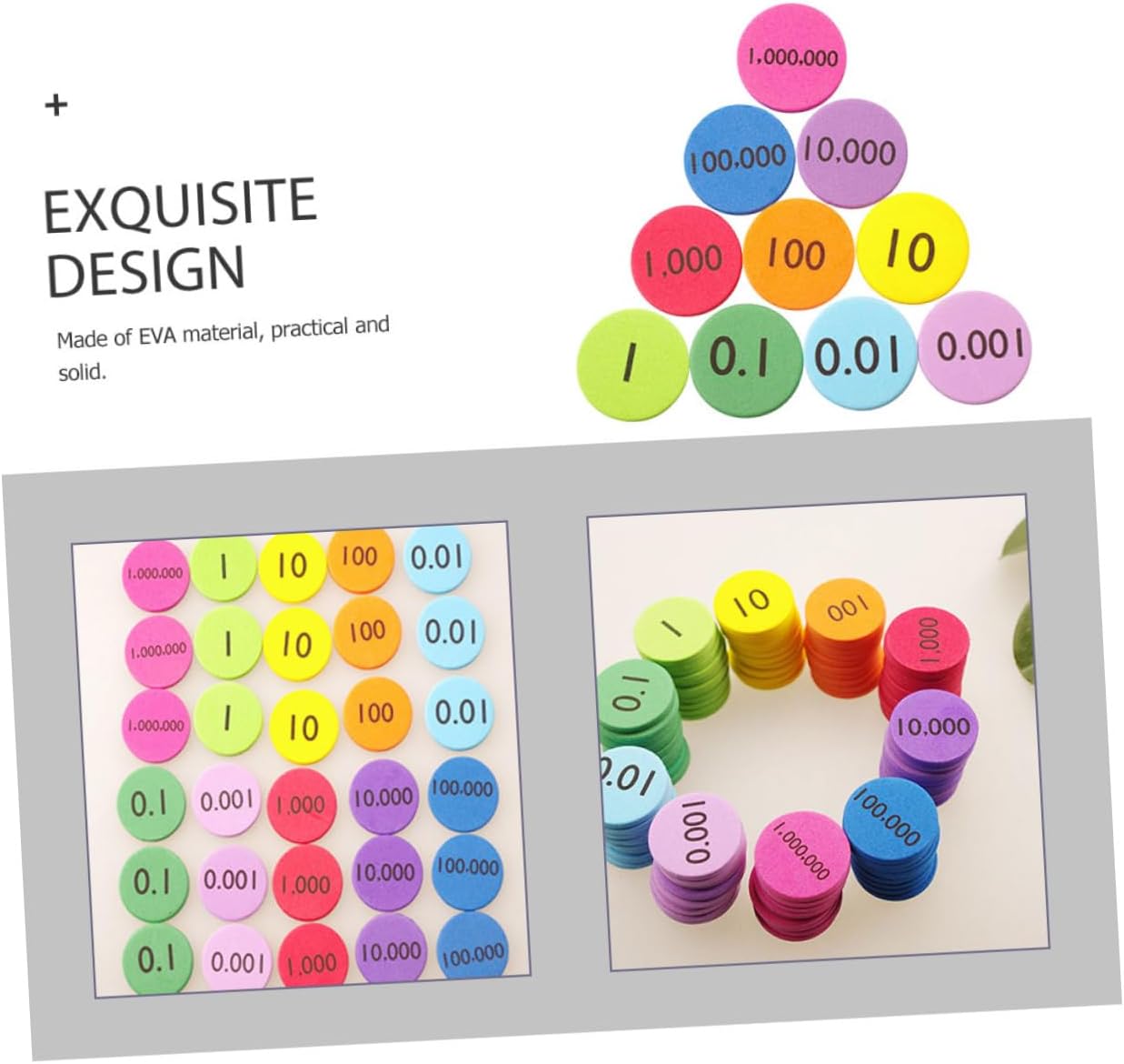 300Pcs Eva Place Value Disks for Learning Discs Teaching Supplies for Arithmetic and Counting Skills Portable Educational Manipulatives