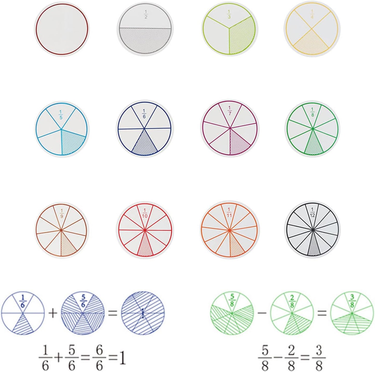 Fractions Circles Interactive Fraction Discs Fraction Mathematics Learning Aid for Student Teacher Student Math Learning