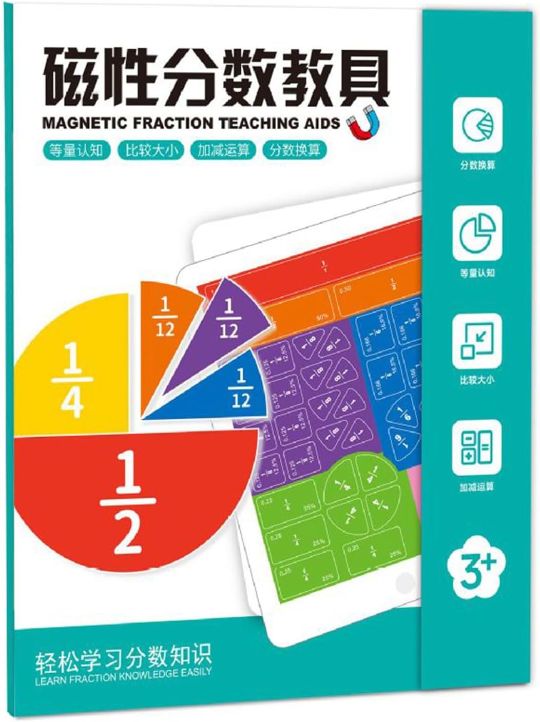 Fraction Tiles Circles and Strips Fraction Demonstrator Set Math Educational Tool for Teachers Educational Math Manipulatives