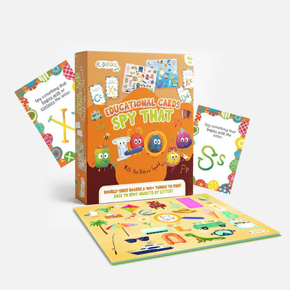 Kidrox Squad Alphabet Flashcards for Kids – 26 Slide-Reveal Cards in English & Spanish | Magic Pull-Tab Bilingual Learning Game for Toddlers & Preschoolers Age 3+