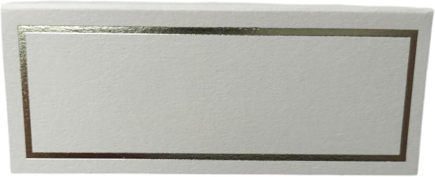 Place Cards Pack of 100 Premium Tent Name Place Cards for Table Setting with Gold Foil Border 2x3.5 inches - Perfect for Weddings, Banquets Dinner Parties and any other Events