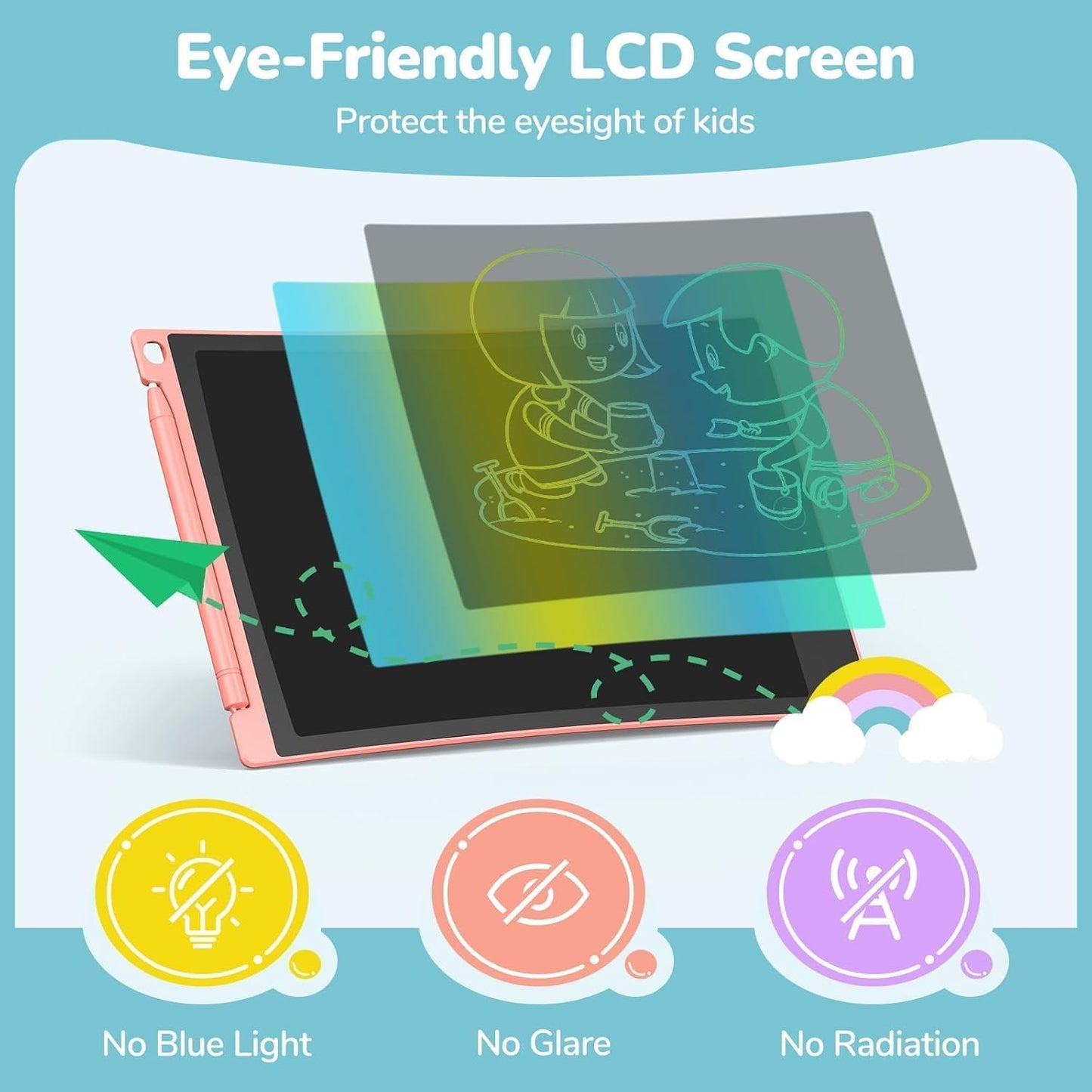 TECJOE LCD Writing Tablet, 8.5 Inch Colorful Drawing Board, Kids Travel Games Activity Learning Toys, Birthday Gifts for 3-8 Year Old Boys Girls Toddlers Preschooler