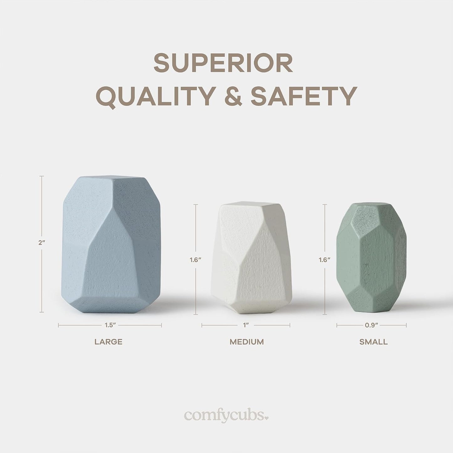 Comfy Cubs Stacking Rocks 36 Pieces, 36 Months+, Educational Toddler Stacking Blocks, Promotes Imagination, Balance & Fine Motor Skills - Wooden Rocks Sensory Toys Gift for Kid, Neutral Pack