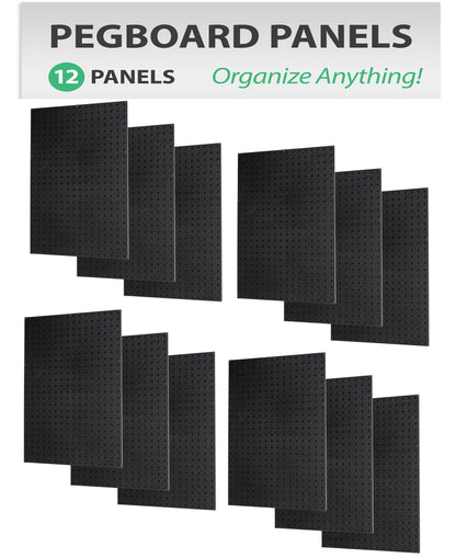 WallPeg Made in USA Pegboard Panels Garage Organization - Wall Storage Kit (PB-2 B) (2) ea - 24" x 16" Peg Board Tool Organizer Panel Set - Garage Organizer Kit