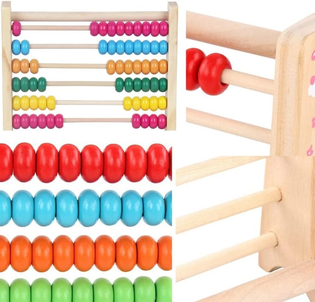 Tvoip Wooden Abacus for Kids Math with 100 Beads and 100 Counting Sticks Educational Math Games Preschool Learning Toys Learning Number Abacus for Toddler, Mathematics Toy Beads Game