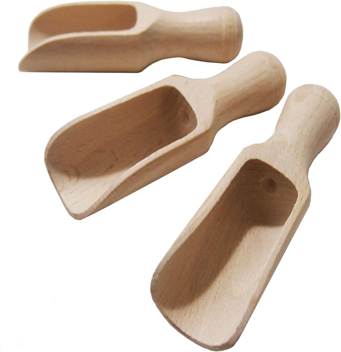 efo Versatile Wooden Scoops Set 4pcs - Multipurpose Wooden Spoons - Wood Salt and Spice Scoops – Rustic Bath Salt Scoop - Wooden Nuts Scoop - sizes: 2.4"; 3.3"; 3.9"; 6.7" / 6; 8.5; 10; 17cm