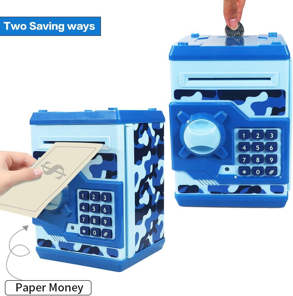 Mini ATM Piggy Bank ATM Machine Best Gift for Kids,Electronic Code Piggy Bank Money Counter Safe Box Coin Bank for Boys Girls Password Lock Case (Rose Gold)