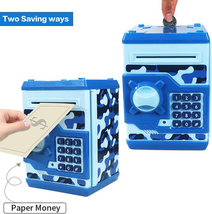 Mini ATM Piggy Bank ATM Machine Best Gift for Kids,Electronic Code Piggy Bank Money Counter Safe Box Coin Bank for Boys Girls Password Lock Case (Rose Gold)