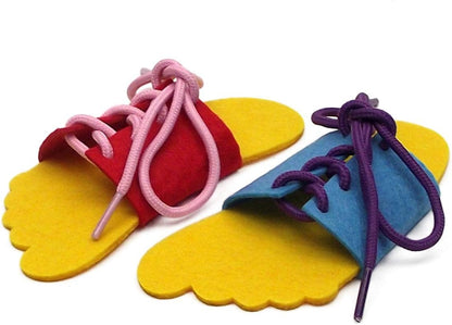 Childrens Lacing Skills Learn-to-Tie - Shoe Preschool Tie-Up Shoe Threading.