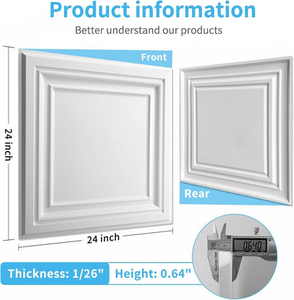 Art3d PVC Ceiling Tiles, 2'x2' Plastic Sheet in Black (12-Pack)