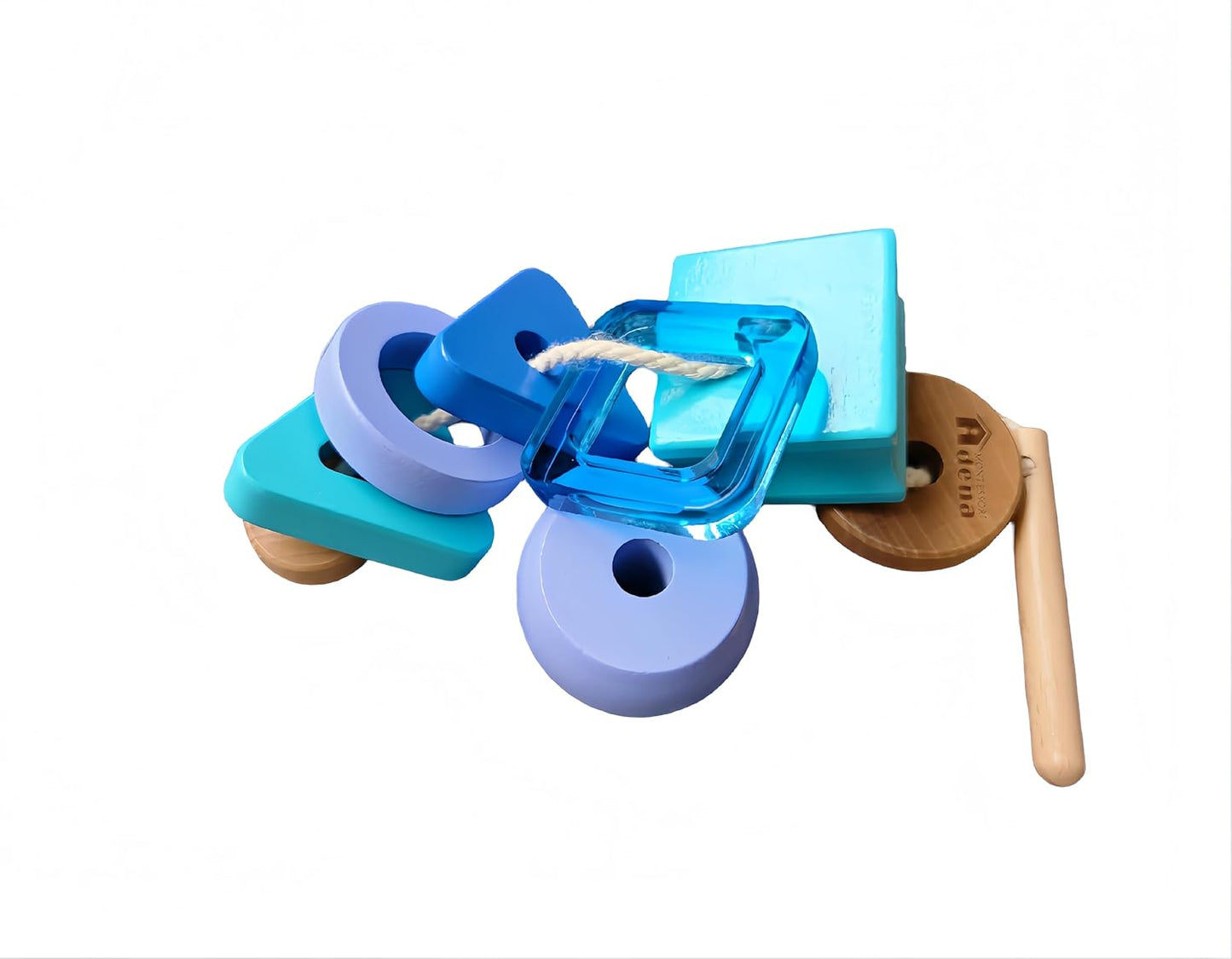 Blue Montessori Stringing Beads Set, Montessori Wooden Beads Threading Toy for Toddlers 1 2 3 Years Old, Fine Motor Skills Educational Learning Toys for Preschool Kids Gifts (Purple)