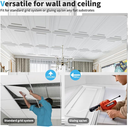 Art3d PVC Ceiling Tiles, 2'x2' Plastic Sheet in Black (12-Pack)