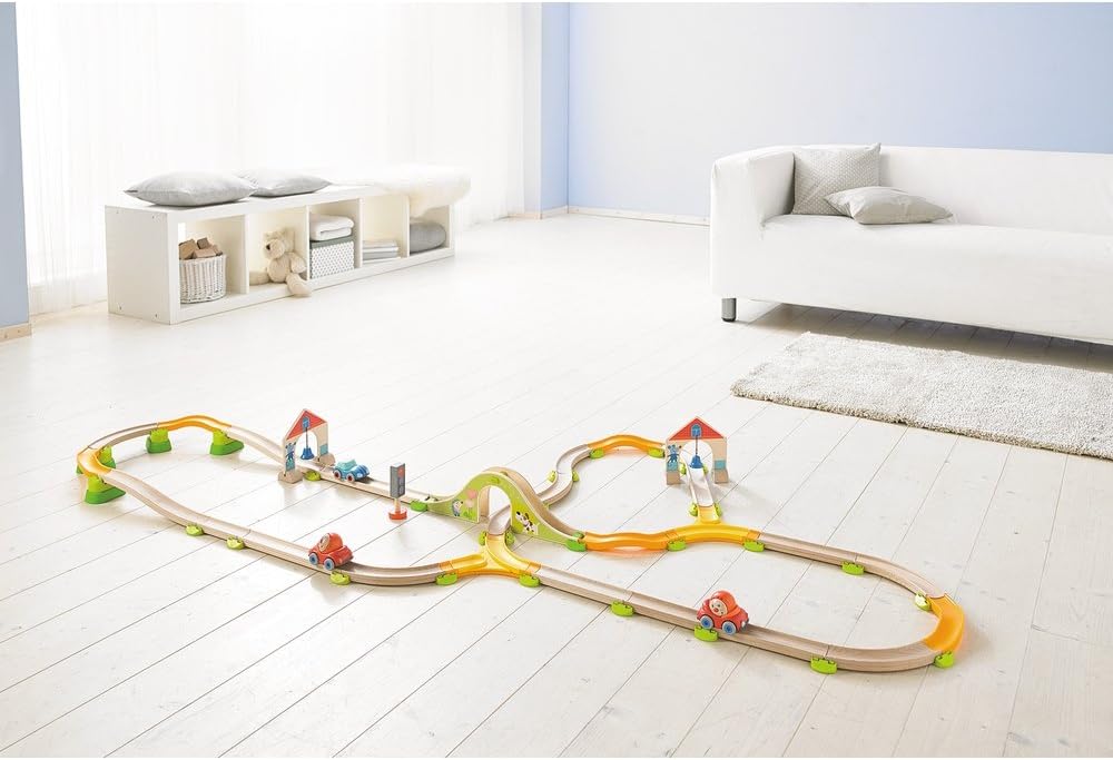 HABA Ball Track Expansion Set, Straight Tracks and Curves for Kullerbu Ball Run Sets, 8 Piece Set Marble Run Building Sets for Kids Ages 2-6