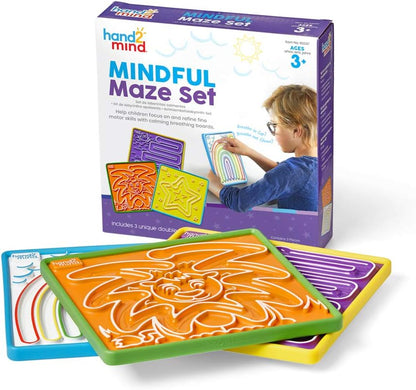 hand2mind Wooden Mindful Maze Set, Tactile Sensory Toys for Toddlers, Calm Down Corner Supplies, Mindfulness for Kids, Occupational Therapy Toys, Quiet Fidgets for Classroom, for Kids