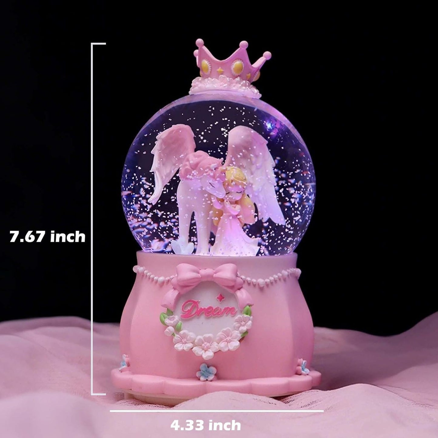 You're My Princess Snowflake Glass Globe, Unicorn Princess Snow Globe with Music, Snow Globe Gift for Girls Daughters Ladies Girlfriends, Automatic Snow Drift (4 * 6.3inch) (Pink)