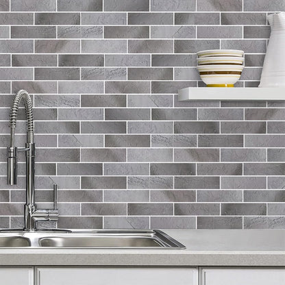 100 Whitewash Grey Faux Brick Wall Tiles, 3D Thin Brick Veneers for Bedroom, Bathroom, Kitchen, Fireplace and Fence Wall Panels (14.2 sq ft)