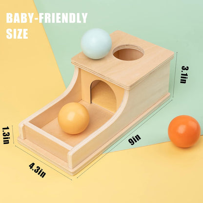 Busy edition Montessori Toys for Babies 6-12 Months Object Permanence Box Wooden Ball Drop Toy Play for 6 Month 1 2 3 Year Old Toddlers Infant Early Age Toy