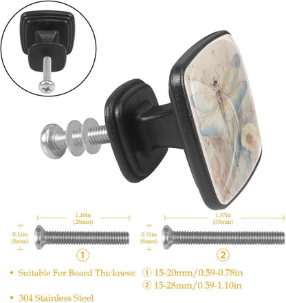 4 Pack Cabinet Knobs Drawer Pulls, 30mm Round ABS Glass Drawer Hardware Growing Purple Butterflies Cabinet Handles with Screws for Dressers Kitchens Cupboard