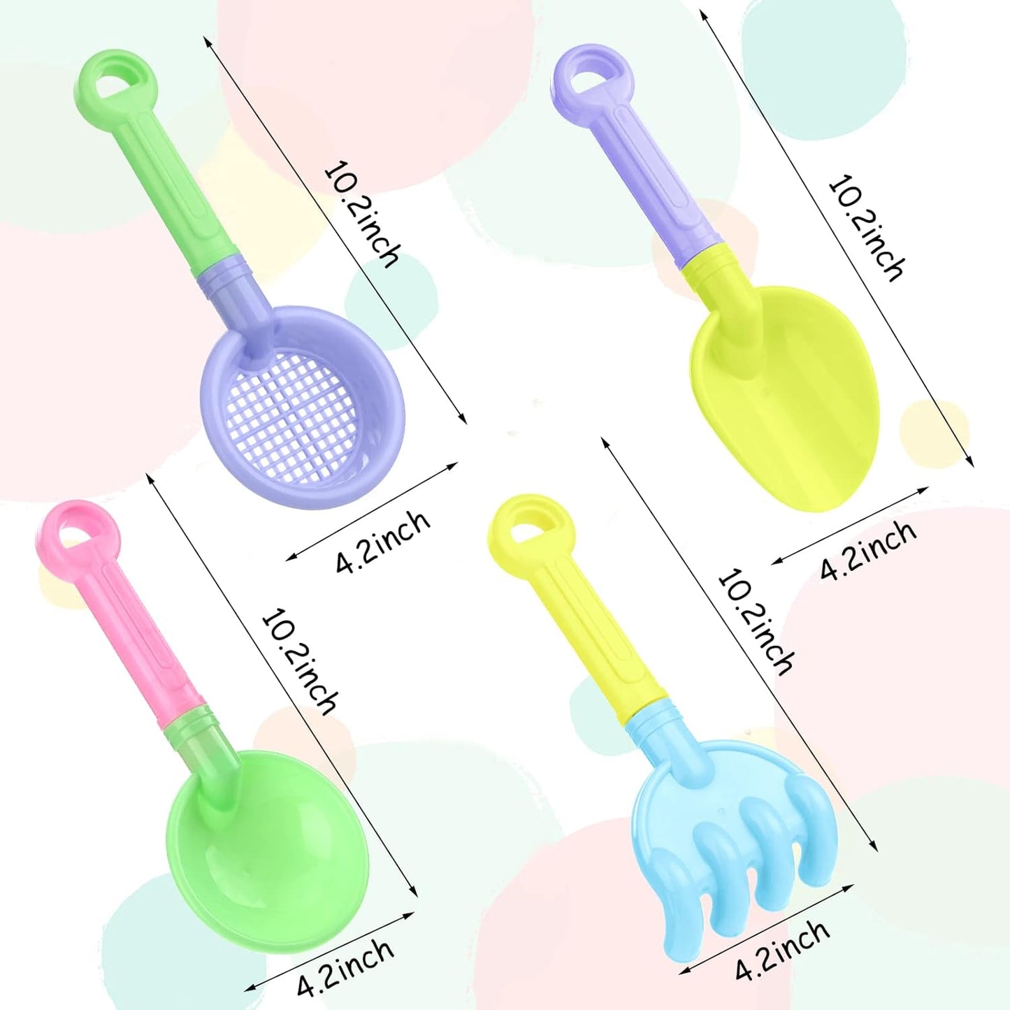 Skylety 8 Pieces Sand Shovels for Kids Colorful Plastic Rake Summer Beach Sand Sifter Shovel for Planting Digging Garden Tool Travel Beach Essentials
