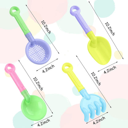 Skylety 8 Pieces Sand Shovels for Kids Colorful Plastic Rake Summer Beach Sand Sifter Shovel for Planting Digging Garden Tool Travel Beach Essentials