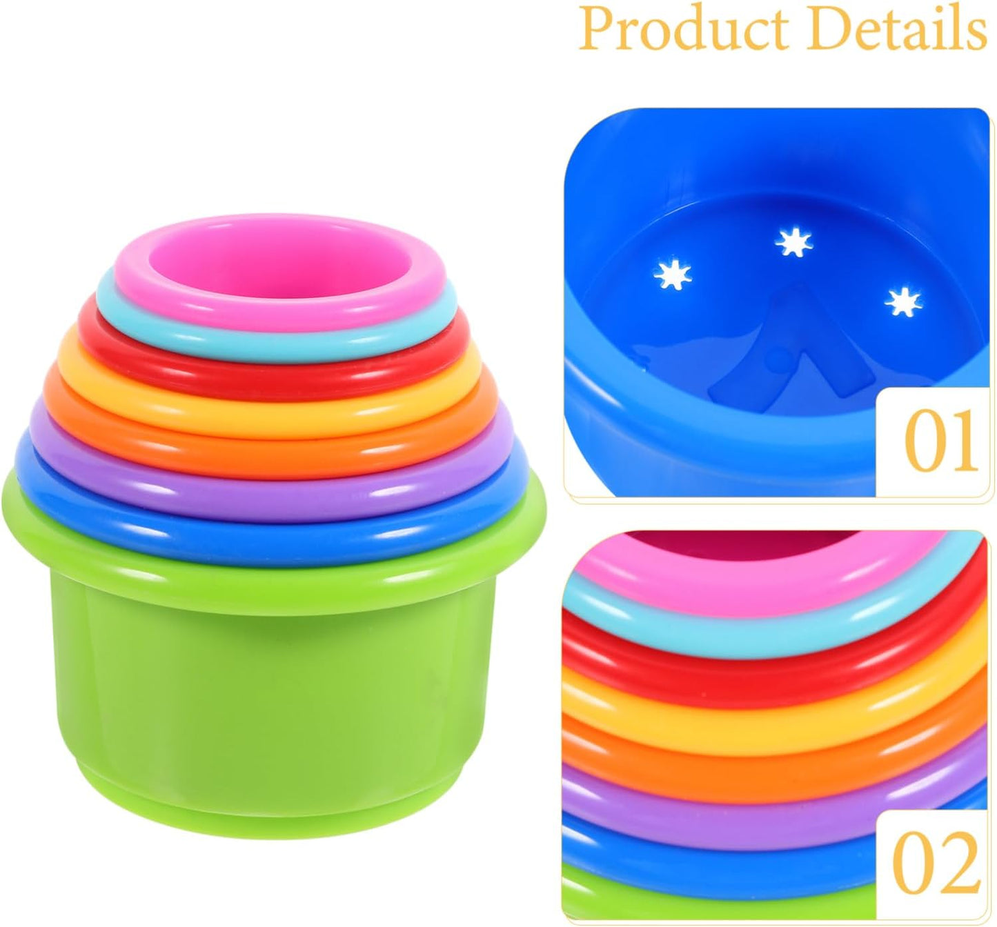 Garneck 8pcs Plastic Nesting Toys for Rabbits Bunny Cups Stacking Cups for Toddlers Safe Food-Grade Material for Hiding Food