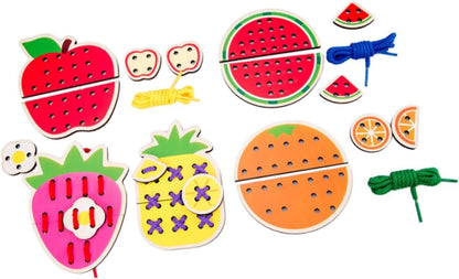 getuse Lacing Cards Sewing Kit for Preschoolers and Kids Threading Activity Developing Imagination Lacing Playing Games Sewing Cards- Fruit