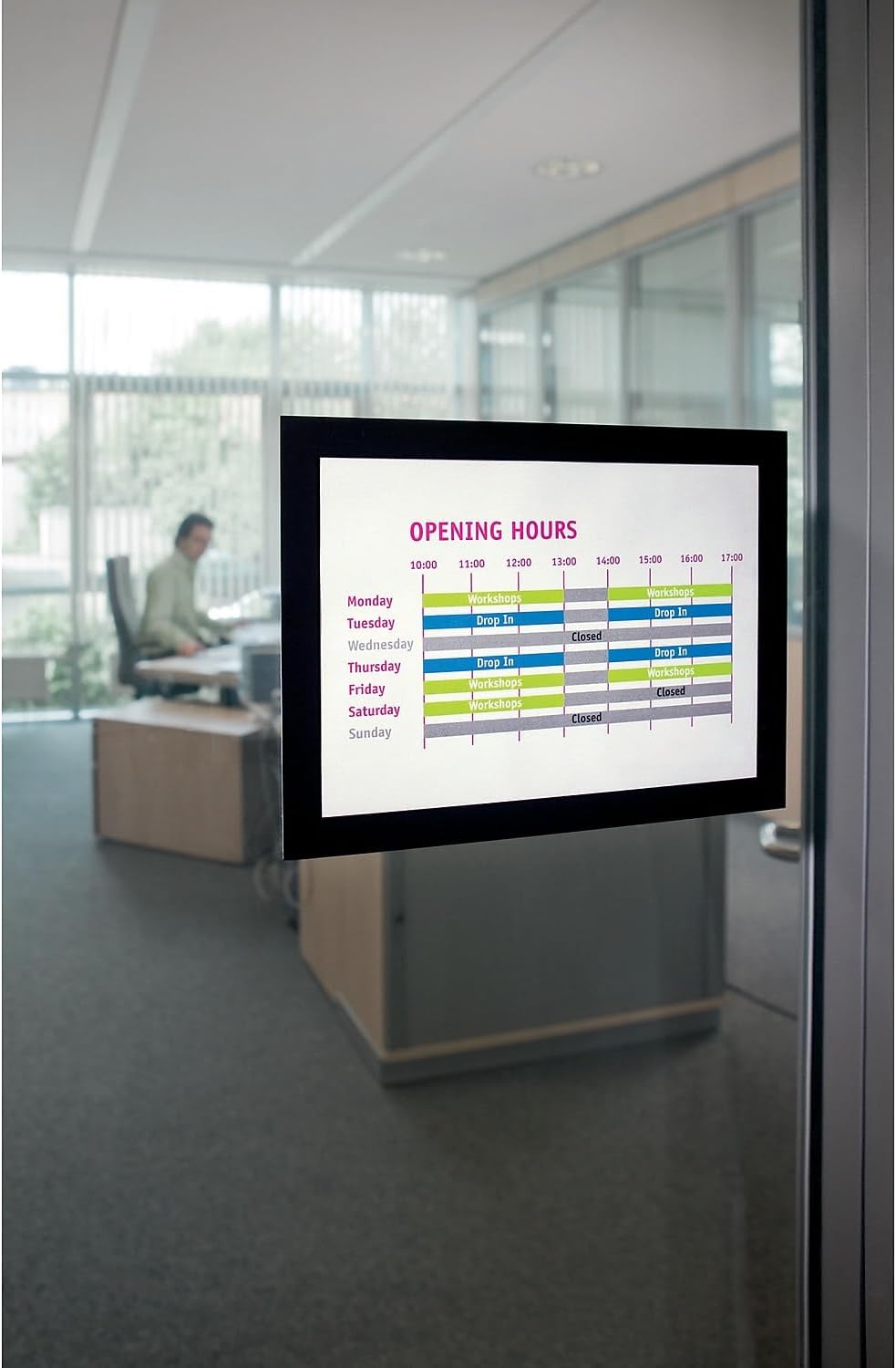 Durable Duraframe Self Adhesive Magnetic Sign Holder in Half Letter-Size 5.5" x 8.5" Inches - Black Frame - Pack of 2