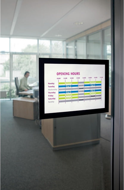 Durable Duraframe Self Adhesive Magnetic Sign Holder in Half Letter-Size 5.5" x 8.5" Inches - Black Frame - Pack of 2