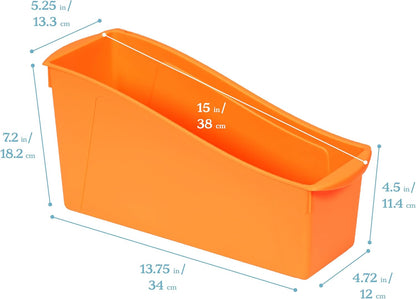ECR4Kids Linking Plastic Storage Book Bin, Multipurpose Organization, Neon Purple, 10-Piece