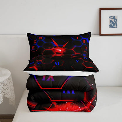 Castle Fairy Drum Kit Comforter Set,Musical Instruments Bedding Set for Kids Girls Women,Adults Rock Music Comforter,Neon Lighting Quilted Duvet Set Bedroom Collection Twin Size 2Pcs