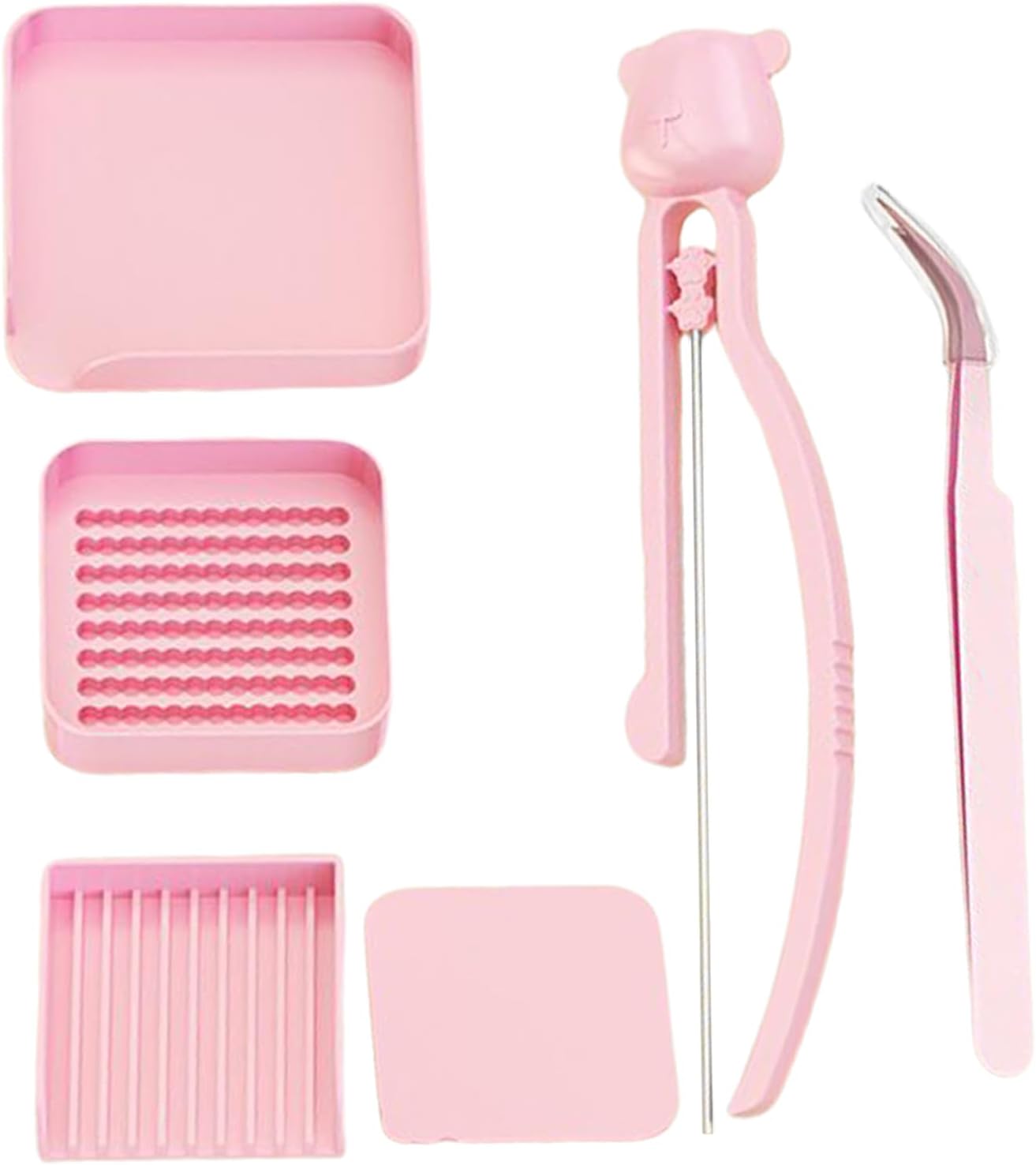 Ironing Bead Tools, Professional Hobbyist Tweezers for Kids with Organizer, Lightweight Construction for Steady Handling, Pattern Making Gear, 150g Set Pink