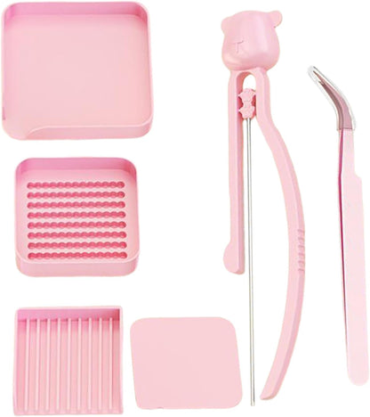 Ironing Bead Tools, Professional Hobbyist Tweezers for Kids with Organizer, Lightweight Construction for Steady Handling, Pattern Making Gear, 150g Set Pink