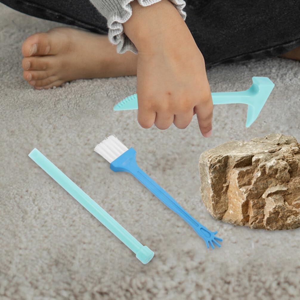 Toyvian Dinosaur Dig Tools Kit 4 Sets Archaeological Excavation Tool Kit Dino Dig Toys Plastic Pretend Play Hammer Chisel Brush for Kids Educational Stem Science Kits, 18.50X6.50X1.70CM, 5210H05AFJR