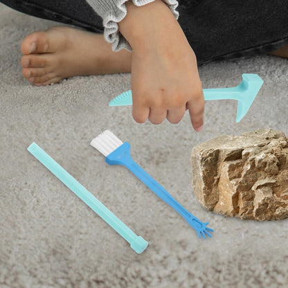 Toyvian Dinosaur Dig Tools Kit 4 Sets Archaeological Excavation Tool Kit Dino Dig Toys Plastic Pretend Play Hammer Chisel Brush for Kids Educational Stem Science Kits, 18.50X6.50X1.70CM, 5210H05AFJR