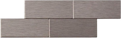 Aspect Peel and Stick Backsplash 12.5in x 4in Subway Stainless Matted Metal Tile for Kitchen and Bathrooms (3-Pack)