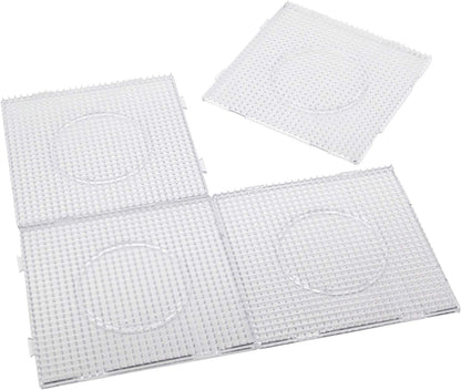 Vytung 4pcs 5mm Fuse Beads Boards Set,130 Patterns,Tweezers and Ironing Paper Large Clear Plastic Pegboards Template Beads Boards for Craft Beads