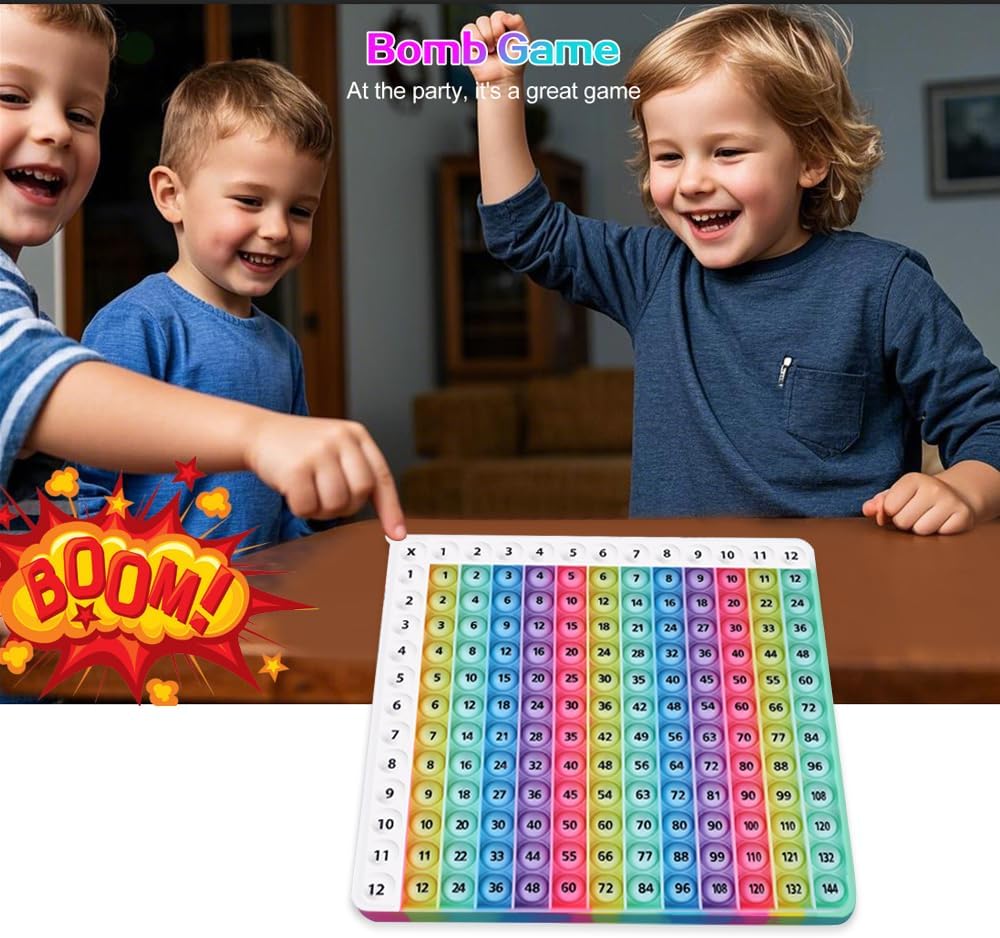 12x12 Multiplication Table Game Learning Mat,Math Educational Board Game,Interactive Times Table Game,STEM Math Skills Training for Ages 4-12,Sensory Multiplication Teaching Tool for Home and School