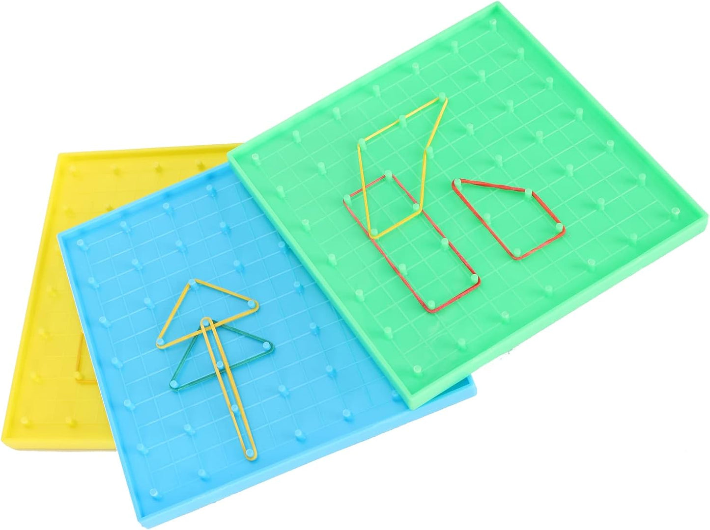 Haofy Mathematical Manipulative Material Array Block Geo Board, Interactive Plastic Teaching Aid for Kids with Rubber Bands, Enhances Fine Motor Skills and STEM Learning 5.3 X 5.3 Inch