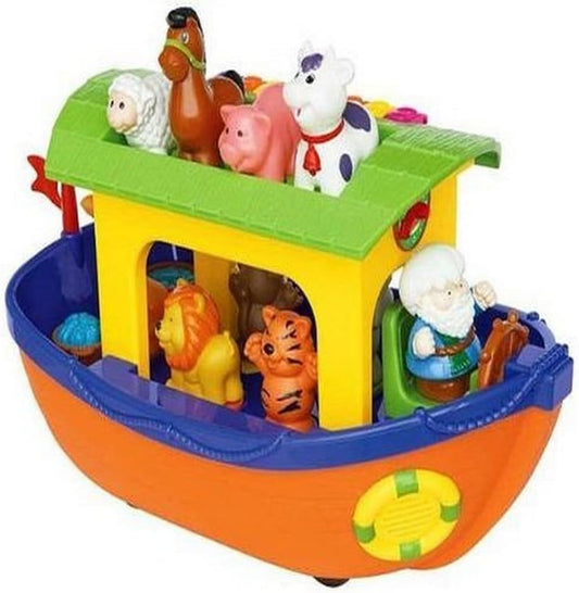 Kiddieland Toys Limited Noah’s Ark Shape Sorter Toy, Musical Piano Sounds, 9 Animal Figures, Free-Wheeling Push-Along Boat for Toddlers and Preschool Kids