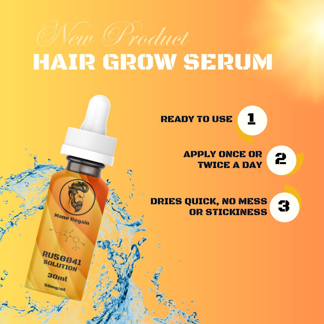 RU58841 5% Solution (50mg/ml) - DHT Blocker - Advanced Hair Loss Treatment - Anti-Androgen Hair Tonic - Promotes Hair Regrowth and Prevents Male Pattern Baldness - 30ml