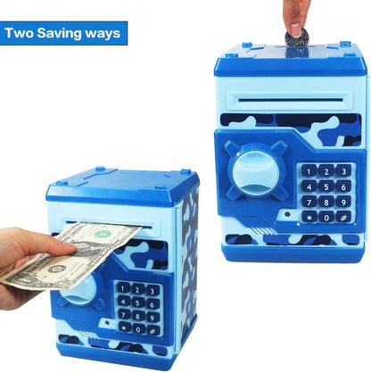 Piggy Bank Electronic Mini ATM for Kids Baby Toy, Safe Coin Banks Money Saving Box Password Code Lock for Children,Boys Girls Best Gift (Silver)