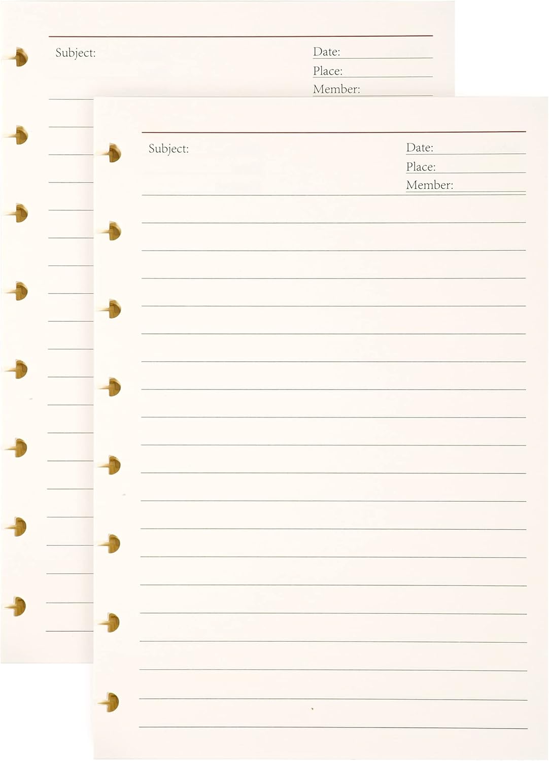 Discbound Notebook Refills for 11 Discs Notebooks 8.6 in x 12 in Letter Size 120 Sheets Multi-Subject Project Lined Pages Customizable Removable Pages(100 GSM) Heavyweight Planing Paper