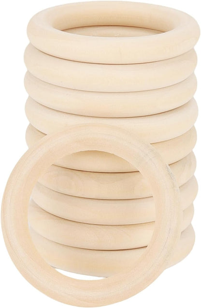 Wooden Rings, 4 Inch Diameter, 20 Pack, Unfinished Wood Ring Hoops for Macrame, Crafts